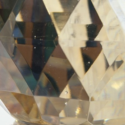 Faceted Crystal Stair Ball on a Patinated Bronze Base