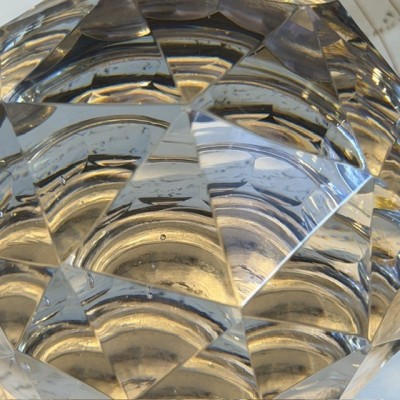 Boule d'Escalier en Cristal Facetté sur Socle en Bronze Patiné