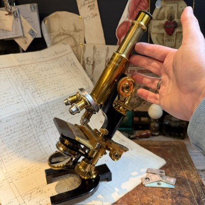 Microscope Stiassnie Paris en laiton - Coffret acajou - 1905/1908