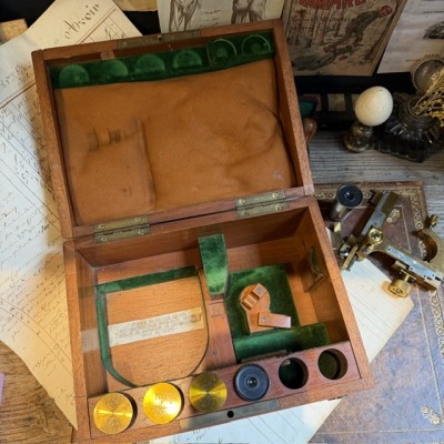 Microscope Stiassnie Paris en laiton - Coffret acajou - 1905/1908