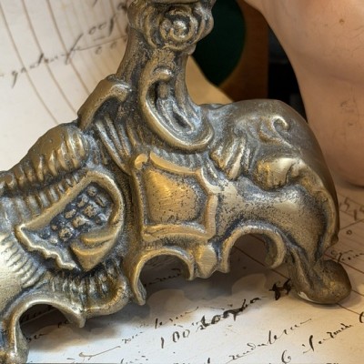 Miroir psyché de table en laiton - Putti et rocaille - Fin XIXème