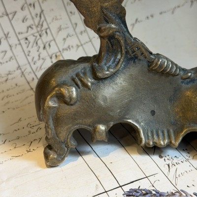 Miroir psyché de table en laiton - Putti et rocaille - Fin XIXème