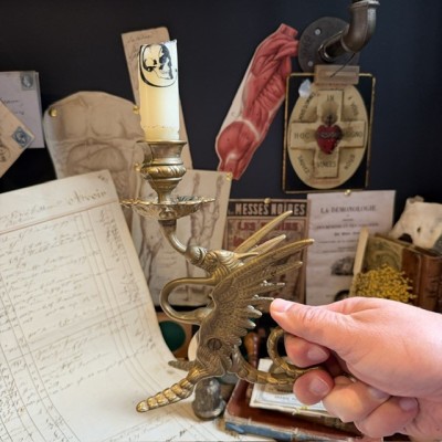 Griffin or Dragon Candleholder - Solid Brass