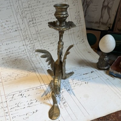 Griffin or Dragon Candleholder - Solid Brass