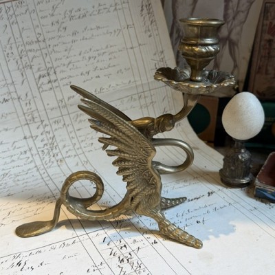 Griffin or Dragon Candleholder - Solid Brass