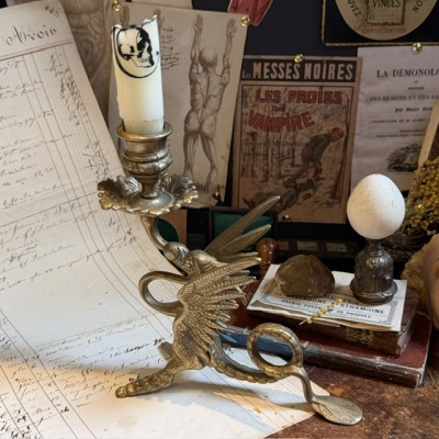 Griffin or Dragon Candleholder - Solid Brass