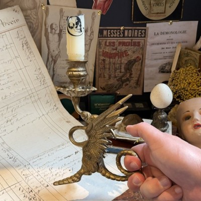 Griffin or Dragon Candleholder - Solid Brass