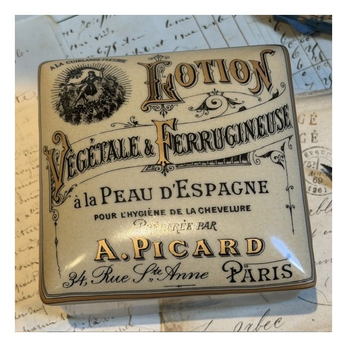 20th-century earthenware box - Vintage - Lotion with Spanish Leather