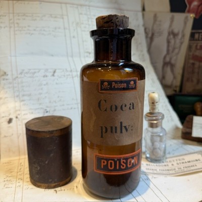 Poudre de Coca - POISON - Flacon ancien de pharmacie - Drogue Cocaïne