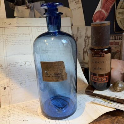 Glycérine pure officinale - Flacon bleu de pharmacie - Apothicaire