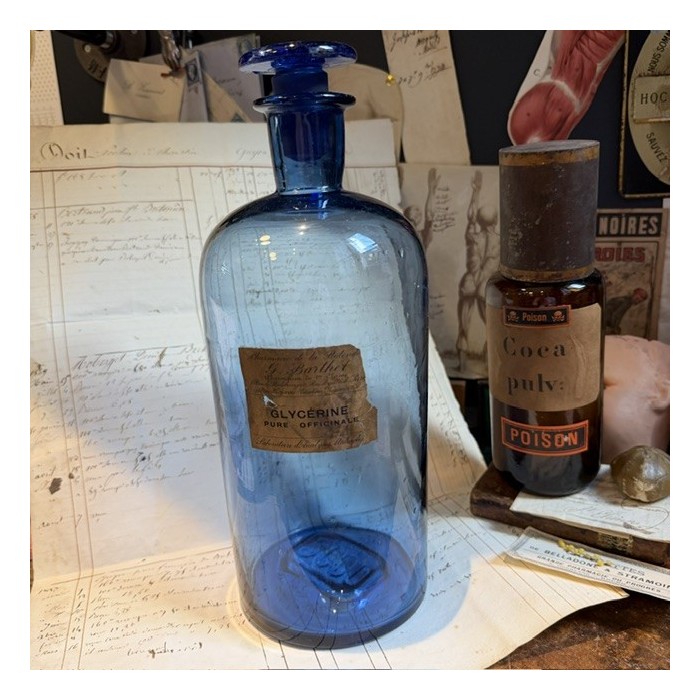 Glycérine pure officinale - Flacon bleu de pharmacie - Apothicaire