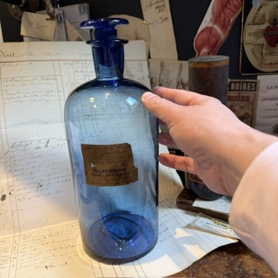 Glycérine pure officinale - Flacon bleu de pharmacie - Apothicaire