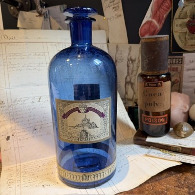 Eau de Cologne du Mont St Michel - Flacon bleu Pharmacie - Apothicaire