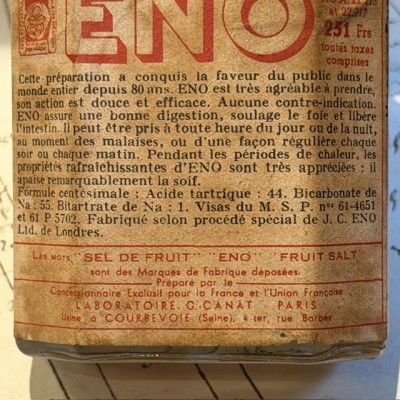 Sel de Fruit ENO - Vintage pharmacy bottle - Apothecary
