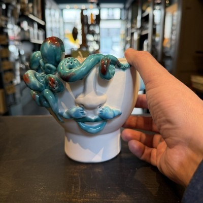 Salvo Little Head by Patrizia Italiano – Octopus – Handmade white ceramic from Sicily – Plant pot – Vase