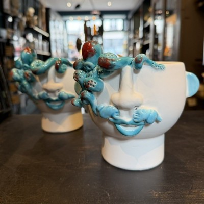 Salvo Little Head by Patrizia Italiano – Octopus – Handmade white ceramic from Sicily – Plant pot – Vase