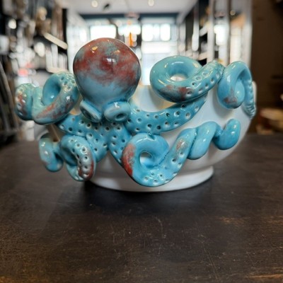 Cup by Patrizia Italiano – Octopus – Handmade white ceramic from Sicily