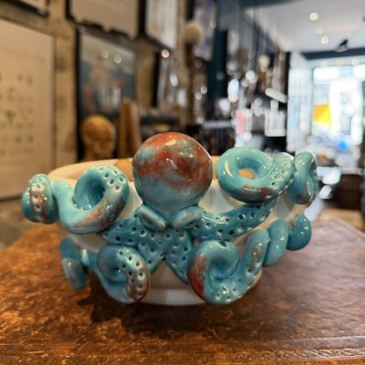 Cup by Patrizia Italiano – Octopus – Handmade white ceramic from Sicily