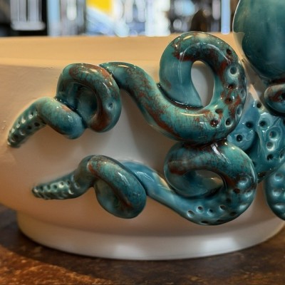 Cup by Patrizia Italiano – Octopus – Handmade white ceramic from Sicily