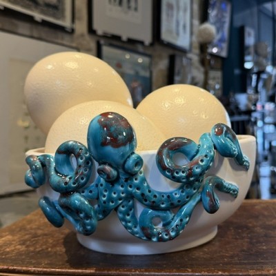 Cup by Patrizia Italiano – Octopus – Handmade white ceramic from Sicily