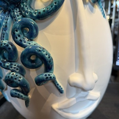 Large decorative vase Salvo by Patrizia Italiano – Octopus – Handmade white ceramic from Sicily