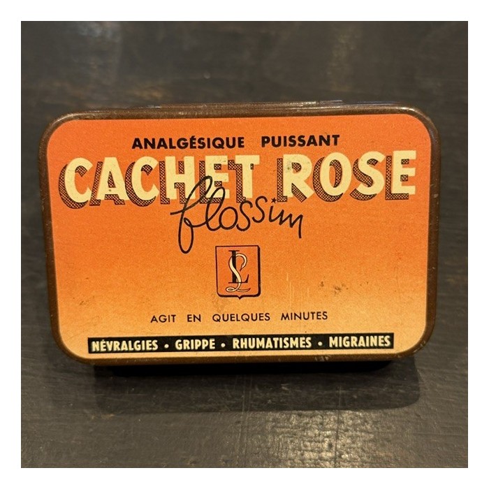 Le Cachet Rose Flossim - Ancienne boîte en tôle - Pharmacie