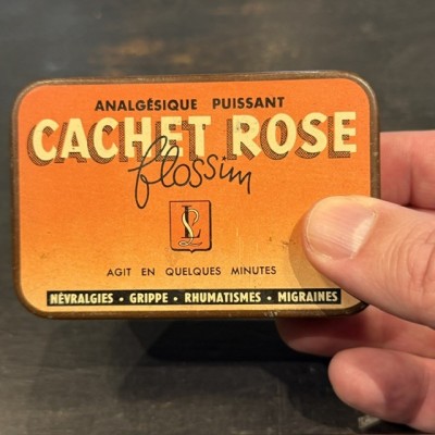 Le Cachet Rose Flossim - Ancienne boîte en tôle - Pharmacie