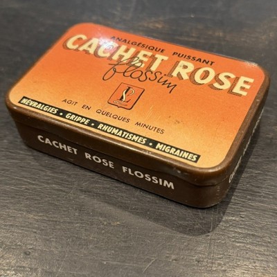 Flossim Pink Tablets - Vintage tin medicine box - Pharmacy -Apothecary
