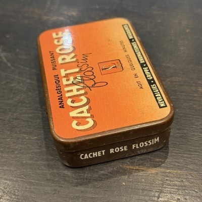 Flossim Pink Tablets - Vintage tin medicine box - Pharmacy -Apothecary