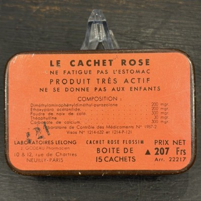 Flossim Pink Tablets - Vintage tin medicine box - Pharmacy -Apothecary