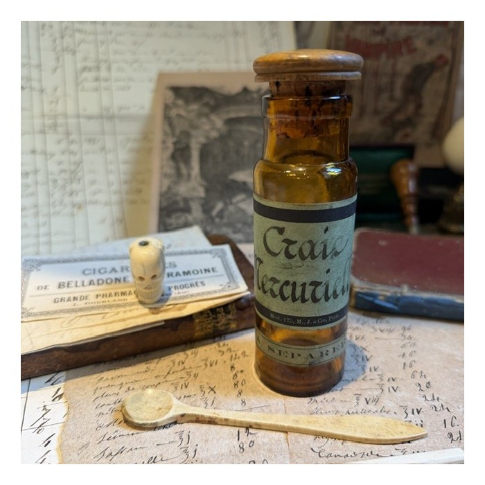 Craie Mercurielle - Syphilis - Poison - Flacon ancien de pharmacie