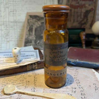 Poudre de Calomel - Mercure - Poison - Flacon ancien de pharmacie