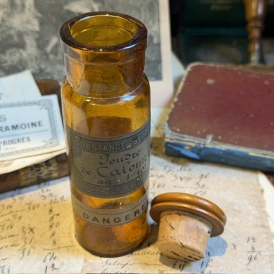 Poudre de Calomel - Mercure - Poison - Flacon ancien de pharmacie