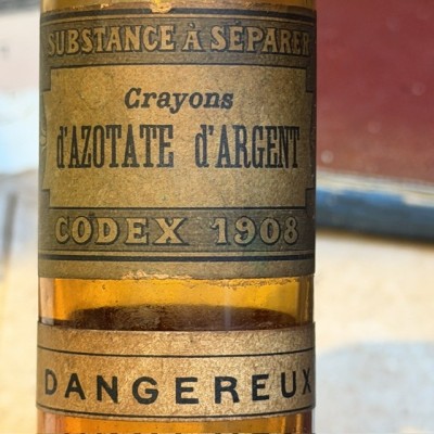 Crayons d'Azotate d'Argent - Poison - Flacon ancien de pharmacie