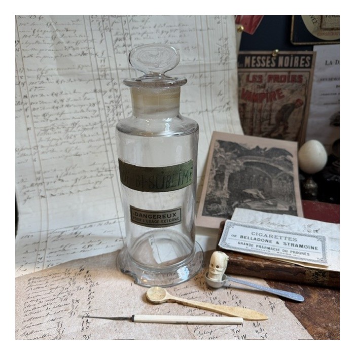Iode Bi-Sublimé - Bocal ancien de pharmacie en verre soufflé - XIXème siècle