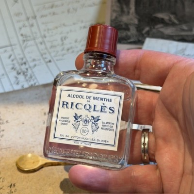 Antique RICQLES Mint alcohol bottle - Pharmacy bottle