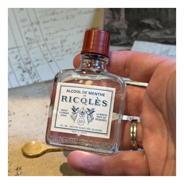 Antique RICQLES Mint alcohol bottle - Pharmacy bottle