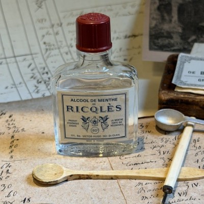 Antique RICQLES Mint alcohol bottle - Pharmacy bottle