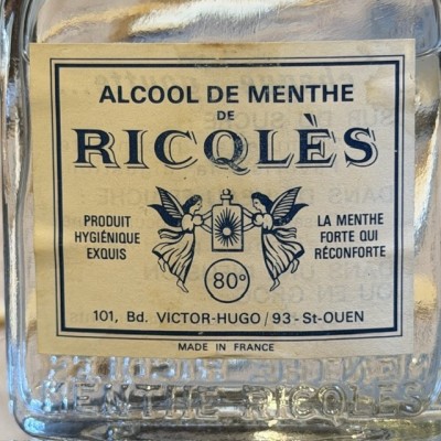 Alcool de menthe de RICQLES - Flacon ancien de pharmacie