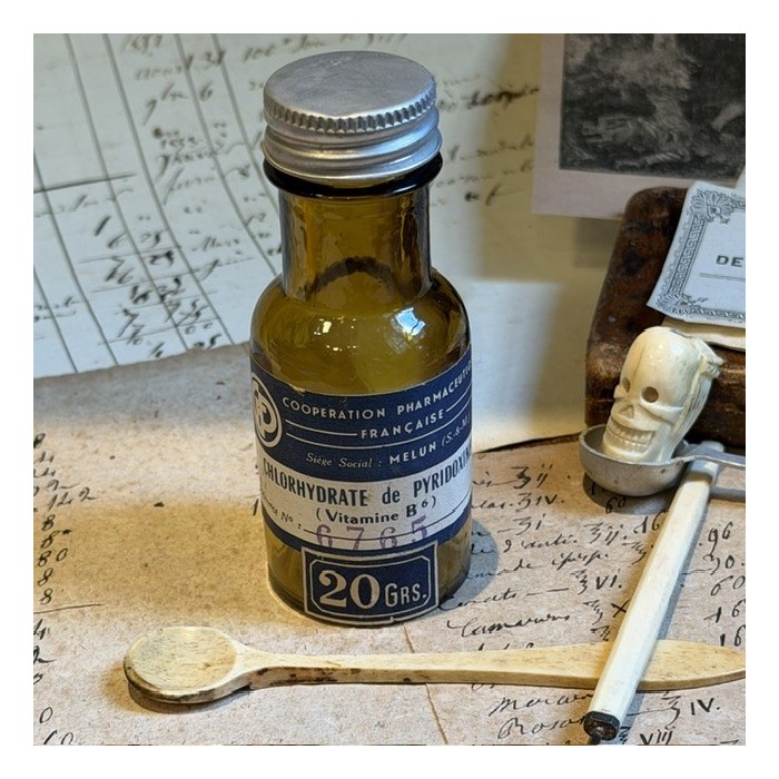 Chlorhydrate de Pyridoxine - Vitamine B6 - Flacon ancien de pharmacie-Apothicaire