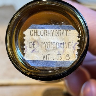 Chlorhydrate de Pyridoxine - Vitamine B6 - Flacon ancien de pharmacie-Apothicaire