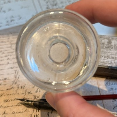 Pharmacist's Dispensary Inkwell - Moulded glass safety inking pot - 19th