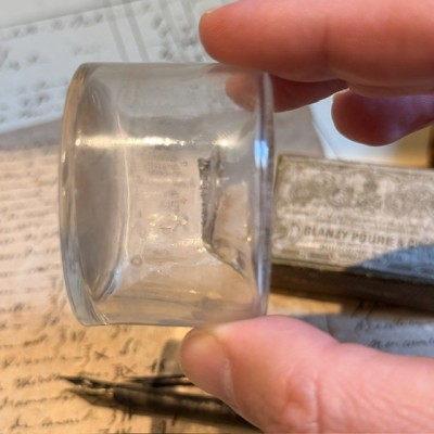 Pharmacist's Dispensary Inkwell - Moulded glass safety inking pot - 19th