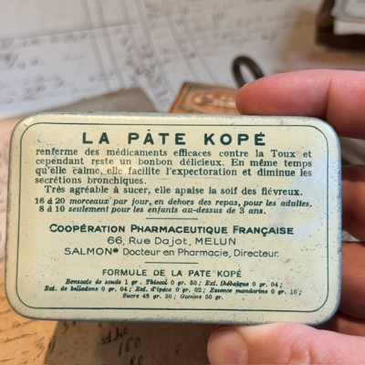 Pâte Kopé à l'Opium pour la Toux - Ancienne boîte en tôle - Pharmacie - Apothicaire