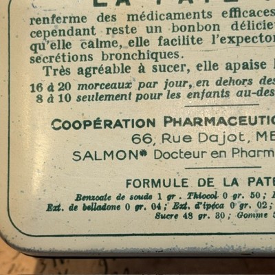 Pâte Kopé à l'Opium pour la Toux - Ancienne boîte en tôle - Pharmacie - Apothicaire