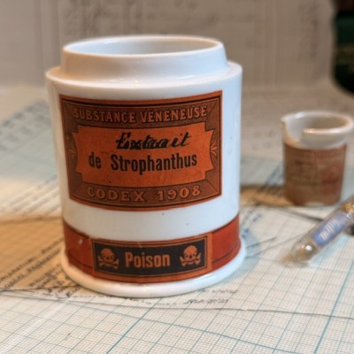 Extrait de Strophanthus - Codex 1908 - Poison - Pot ancien de pharmacie