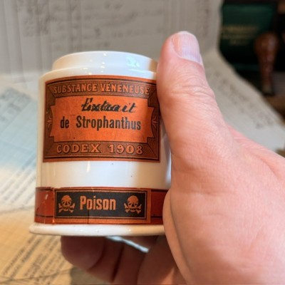 Extrait de Strophanthus - Codex 1908 - Poison - Pot ancien de pharmacie
