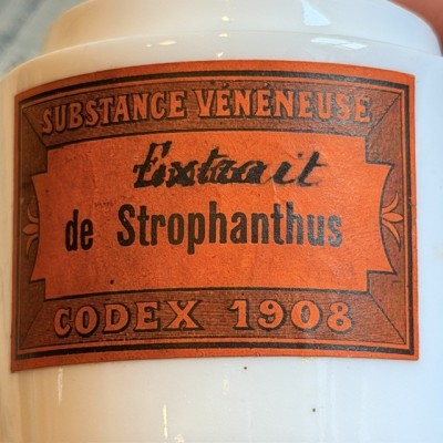 Extrait de Strophanthus - Codex 1908 - Poison - Pot ancien de pharmacie