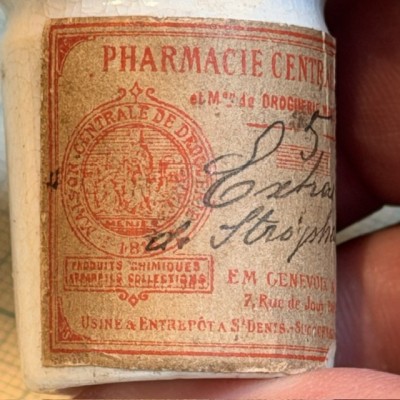 Extrait de Strophanthus - Codex 1908 - Poison - Pot ancien de pharmacie