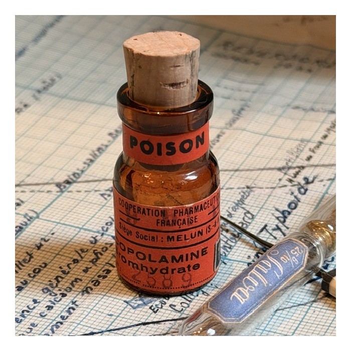 Scopolamine Bromhydrate - Truth Serum - POISON cabinet - Antique pharmacy bottle